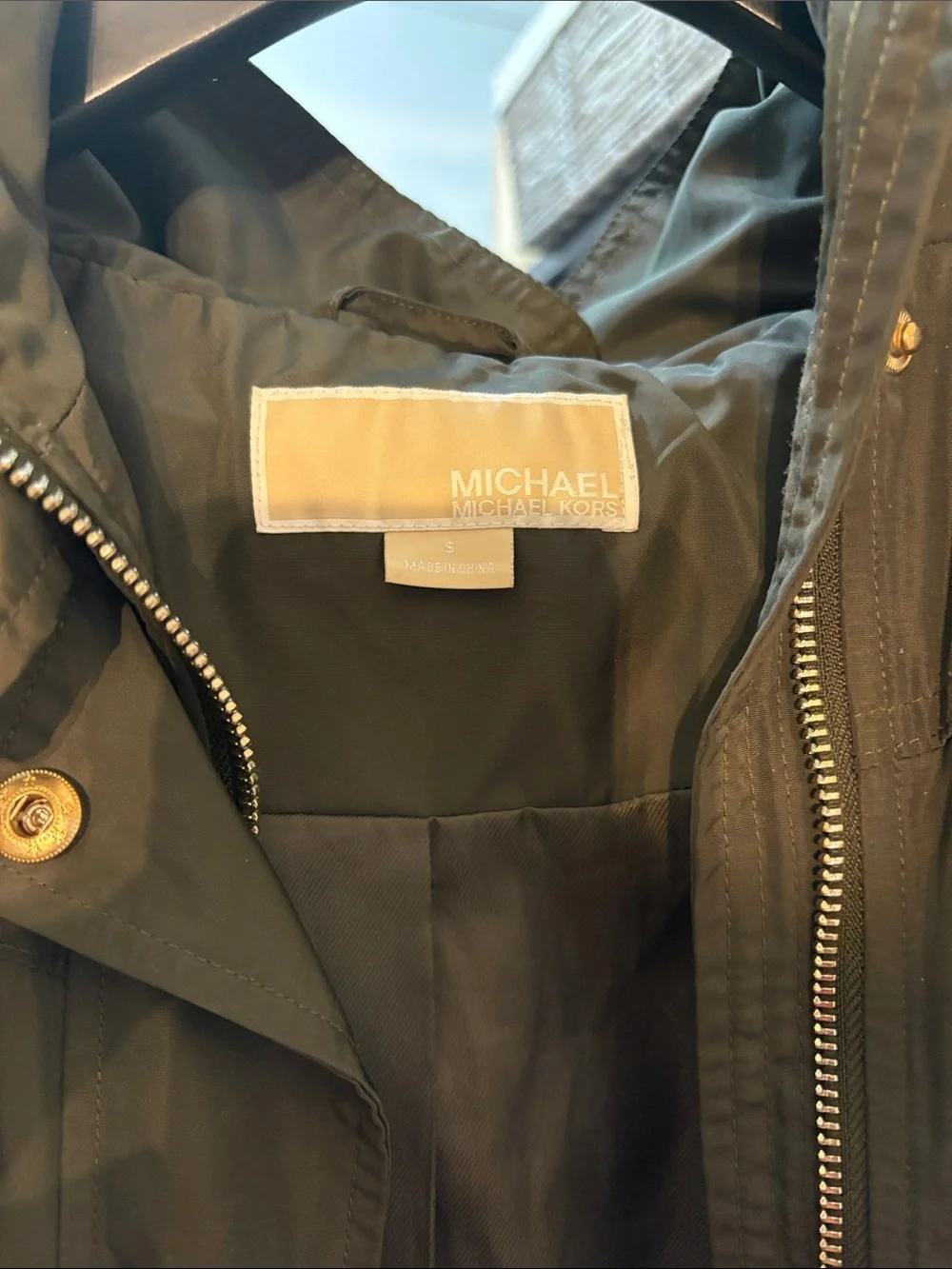 Michael Kors Olive Hooded Utility Jacket